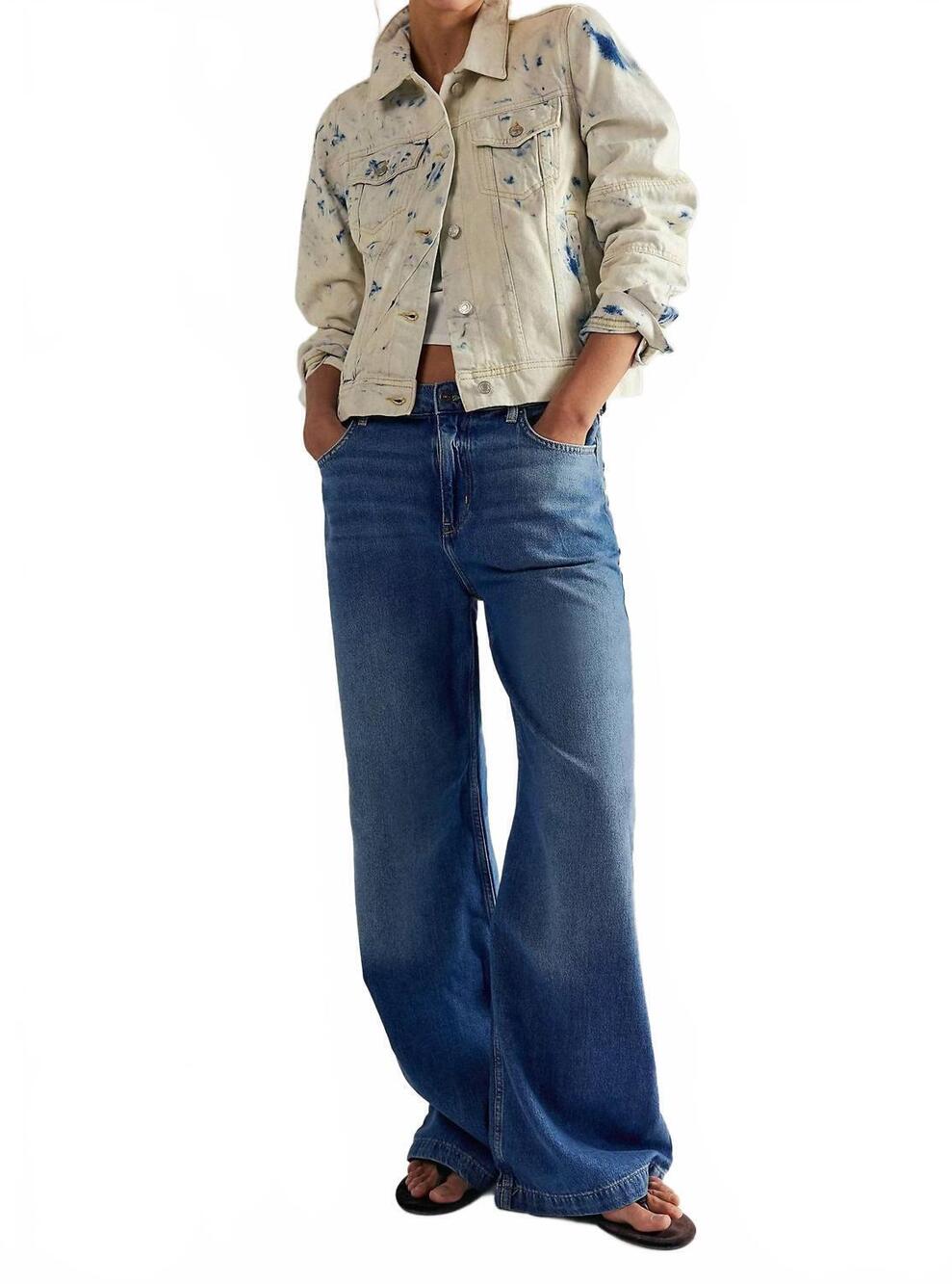 NEW FREE PEOPLE stride straight 'n wide jeans in walk away